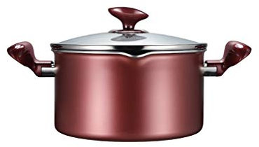 Olla de leche antiadherente profesional para cocinar con tapa Olla casera roja clásica de 20 cm