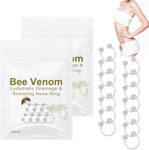Bienengift Lymphdrainage Nasenring, 14 Stück Bienengift-Lymphdrainage- und Schlankheits-Nasenring, Nasenring Damen Lymphvity Erleichtert Die Ermüdung Und Reduziert Das Gewicht