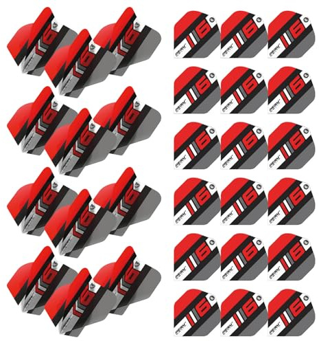 WINMAU Prism Delta Blade 6 Dart-Flights in Schwarz, Rot und Grau, extra dick, 10 Sets pro Packung (insgesamt 30 Dart-Flights