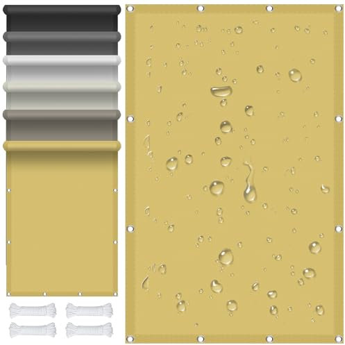 Toldo Vela Rectangular 2.2 x 2.5 m Impermeable Toldo Vela Parasol Prueba de Viento Protección UV a Prueba de Viento Toldo Vela Parasol para Balcon Patio Jardín, Color Crema