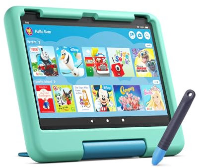 Amazon Fire HD 10 Kids tablet + Amazon Kid-Friendly Tablet Stylus with Tether