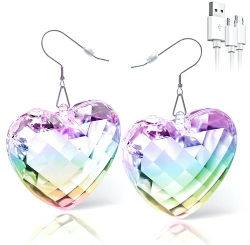 Led Heart Disco ohrringe 8 RGB Licht Projektion Licht Ohrringe für Frauen Wiederaufladbare LED Ohrringe Disco Ball Zubehör