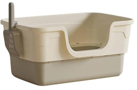 JISADER Caja de Arena para Gatos con Tapa Abierta con Pala, Caja de Arena para Gatos, Fácil de Limpiar, Caja de Arena para Gatos Extra Grande, Caja de Arena, Gris