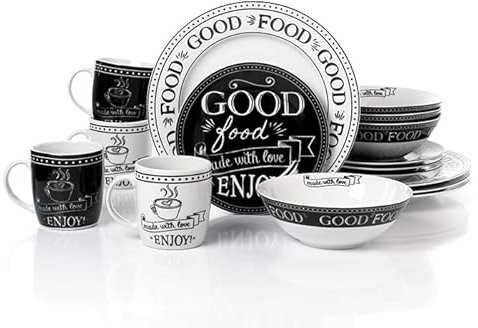 16pc Script Porcelain Dinner Set - Good Food