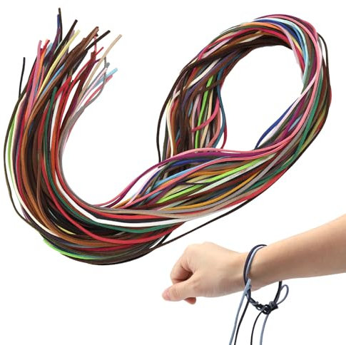 TNSLAND 60 Pezzi Caucciù per Collane Cordoncino Cordino Cuoio Filo per Collane Fai da Te Corda per Collane per Gioielli Fai da Te, Bracciale, Collana, Artigianato 60 Colori 1m X 2,6 mm