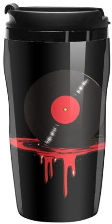Bloody Music Vinyl Record Coffee Cup Reusable Travel Mugs Double Wall Plastic Cups Tumbler with Lid 250ml