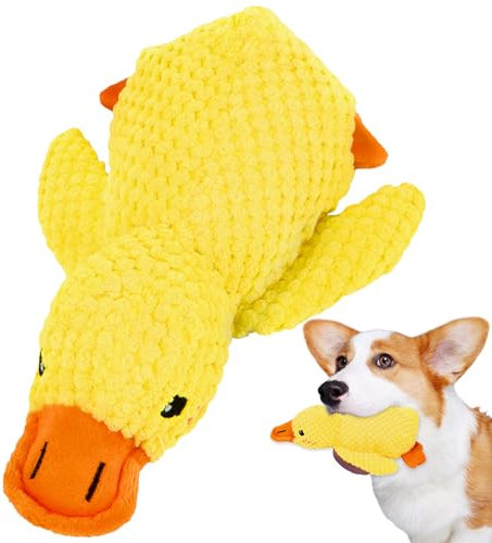 Byffoer Antistress Ente Hund,Anti Stress Ente Antistress Ente,Gelb Quietschspielzeug InteraktivesSpielzeug für Hunde Anti-Stress-Spielzeug Für Kleine Hunde Und Welpen, Ente Hundespielzeug