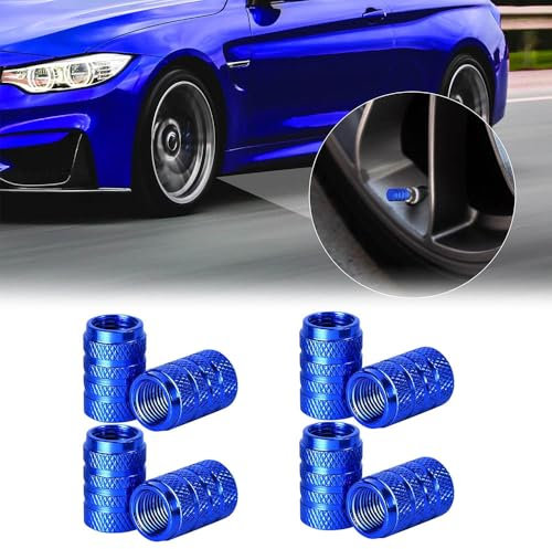 JJQFLB 8 Stück Reifenventilabdeckungen Für Audi-TT Ford Mustang Tiguan, Auto Ventilkappen, Reifen Ventilkappen, Ventilkappen Auto Ventildeckel,B-Blue