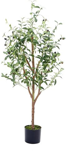 LUGZEY 4Ft Artificial Olive Tree With Lifelike Leaves and Fruits,Artificial Plant Fake Faux Olive Tree for Home Decoration Living Room Office Indoor Outdoor Balcony Bedroom 120cm