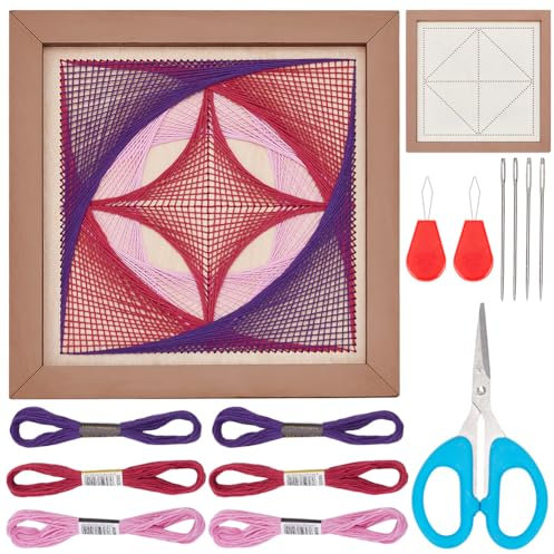WEBEEDY Kit Artigianato Shadow Box Twister Wood Stitched String Art per Adulti Kit di Ricamo Geometrico in Legno Fatto A Mano 3D per la Creazione D'Arte in Filo e Croce