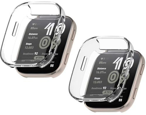 2 Pack Case Compatible with Amazfit Bip 6 with Screen Protector, Flexible TPU Shockproof Scratch Proof Cover Case for Amazfit Bip 6 Smartwatch (Clear/Clear)