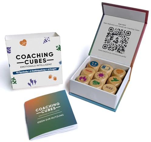 metaFox Coaching Cubes for Emotional Intelligence - 9 Holzwürfel