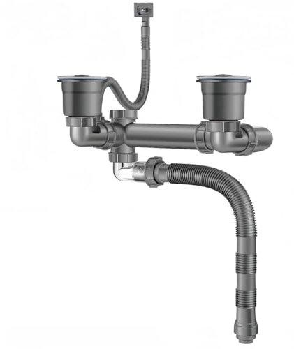 Breeshy Doppelwaschtisch-Ablaufgarnitur, Badezimmer-Waschbecken-Ablaufgarnitur, Waschbecken-Ablaufrohr