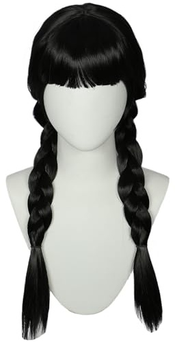 Linfairy Lange glatte Perücke für Halloween Kostümparty Cosplay Perücke für Frauen (Schwarz, Adult)