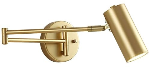 OOWDMPE Gold Innen Wandleuchte Langer Arm Modern Schlafzimmer Wandlampe Verstellbar Schwenkarm Bettlampe Wandstrahler E27 Wandbeleuchtung WarmWeiß 3000K Art Deco für Wohnzimmer Hotel Restaurant