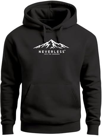 Neverless® Hoodie Herren Print Aufdruck Berge Mountain Grafik Print Kapuzen-Pullover Männer Fashion Streetstyle
