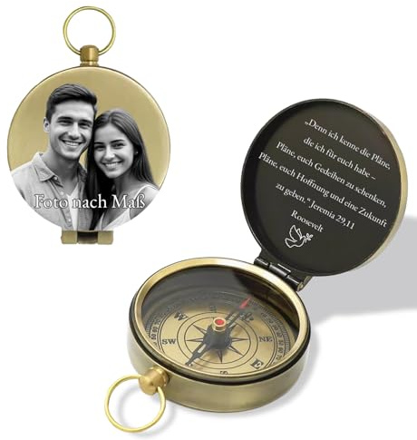 Personalisierte Kompass mit Gravur Benutzerdefinierter tragbarer Outdoor Kompas Personalisiert Kompass Geschenk für Männer Ehemann Sohn Enkel Weihnachten Vatertag Trauzeugen Absolvent