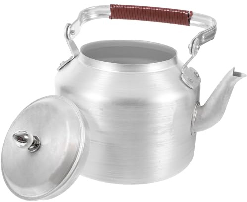 TIDTALEO Bollitore in Alluminio da 2 con Coperchio, Leggero e Facile da Trasportare, per Uso Domestico e Ufficio, Design Vintage Argento