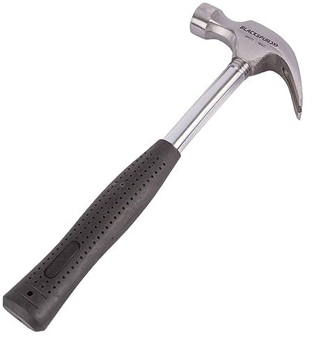 1x Black 16oz Tubular Steel Claw Hammer - Home Nail Framing Roofing Straight Handle DIY Hand Tool - by Blackspur