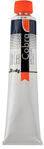 Cobra Study Couleurs à l'huile mélangeables à l'eau - Gris de Payne 708 200 ml - Semi-Opaque - Haute résistance à la lumière - Sans diluants