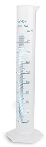 500ml Cilindro Graduado Probeta de Plástico Polipropileno Transparente