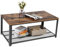 VASAGLE Couchtisch für Wohnzimmer, 2-stöckiger Cocktailtisch, Mitteltisch mit Netzablage, Stahlrahmen, verstellbare Füße, Industrie-Stil, rustikales Braun und Schwarz ULCT61X