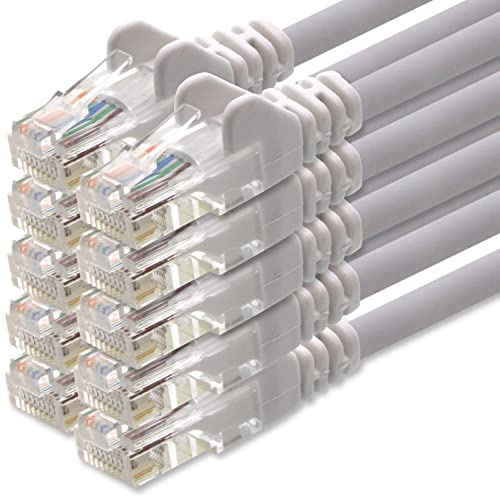1aTTack.de – Câble réseau LAN – 2m – Gigabit RJ45 – 10 pièces - blanc | Câble patch Ethernet pour réseaux Gigabit, relie routeur, modem, switch, PC et console avec connecteurs RJ45