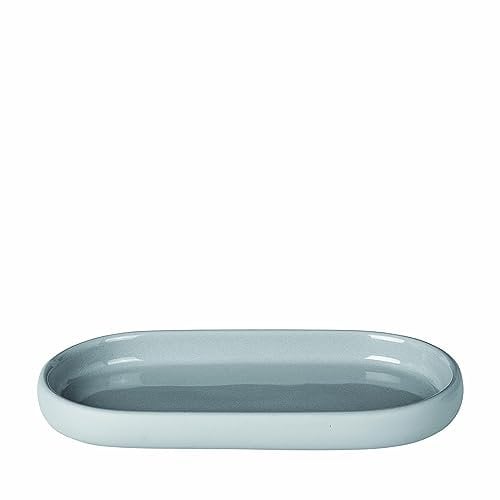 blomus -SONO- Tablett aus Keramik, Microchip, Badezimmertablett in exklusiver Optik, Organizer, Deko, Schmuckaufbewahrung, Ablageschale Kosmetik (H / B / T: 2,5 x 10 x 19 cm, Microchip, 69068)