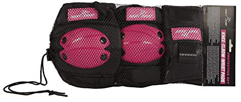Kids Globe Street Rider Skater Sicherheitsset 6-teilig (Knie-, Ellenbogen- und Handgelenkschoner) rosa / schwarz, medium - 720240