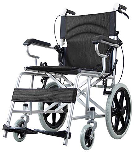 EMOGA Faltbarer Rollstuhl Mit rutschfest Armlehnen,11Kg Leichter Dicker Stahl,Transportrollstuhl Reiserollstuhl,Sitzbreite 50CM,Belastbarkeit 140Kg,Fußpedal 3 Höhenverstellbar,Black