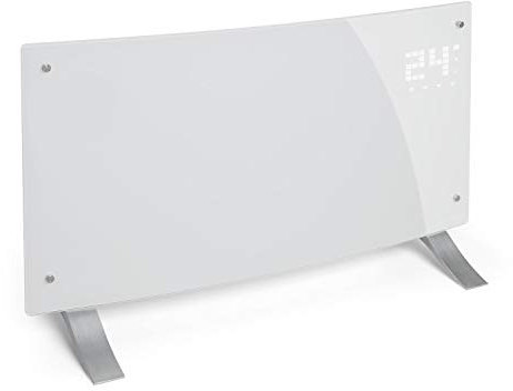KLARSTEIN Bornholm Curved - Radiateur à Convection, Pièces jusqu'à 40 m2, Protection IP24, 2000 W, Chauffage Rapide, Télécommande, Ecran Tactile LED, Mode ECO - Blanc