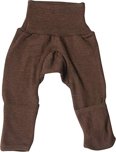 Cosilana Baby Hose lang mit Bund und Kratzschutz zum umklappen aus 70% Wolle und 30% Seide kbT (74/80, Braun)