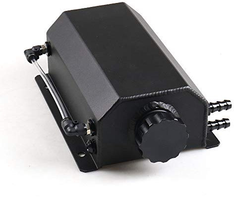 Dyno Racing Serbatoio universale in lega da 2 l, per olio motore, carburante, gas, serbatoio di sfiato, refrigerante, radiatore (BK)