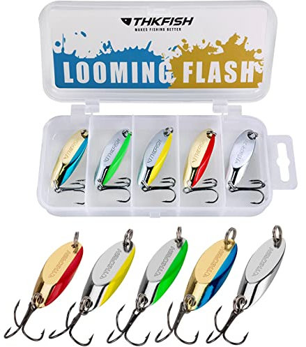 THKFISH Fishing Lures Trout Lures Fishing Spoons Lures for Trout Pike Bass Crappie Walleye Color B 7.5g(1/4oz) 5pcs