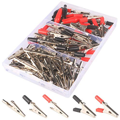 GTIWUNG 60Pcs Coccodrillo Clip, Coccodrillo Test di Metallo Morsetti di Prova da Elettricista, Clip di isolamento Metallico Batteria Morsetti a Coccodrillo, Clip per Batteria