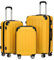 BEIBYE- Hartschalenkoffer Koffer Trolley Rollkoffer Reisekoffer Zahlenschloß 4 Zwilings-Rollen (Yellow, Koffer-Set)