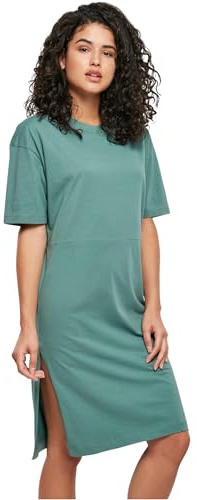 Urban Classics Ladies Organic Oversized Slit Tee Dress, paleleaf, S