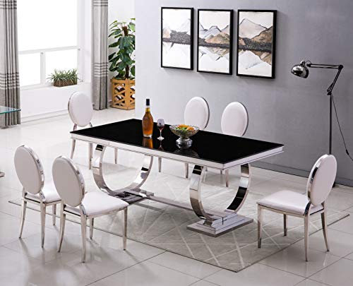 Bador Luxus Esstisch Edelstahl Schwarz Opalglas Design Glas Tisch Esszimmer 200x100x75 cm