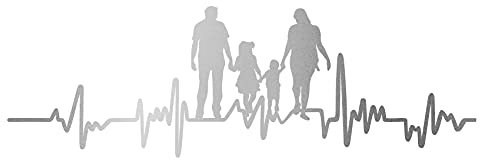 Aufkleber Herzschlag Tiere Breite 27cm Lifeline Heartbeat Deko Sticker Selbstklebend für Auto Kühlschrank Laptop Autoaufkleber K150 (Silber, 07 Familie)