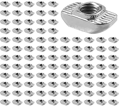 GETLITOOL Nutensteine, 100PCS T-Slot Nutmuttern T Nut Muttern Hammermutter Nut 8 M6 Steg 1,5 mm, Stahl verzinkt, Hammerkopf Befestigungsmutter für Aluminiumprofil-Extrusionsschlitz Standard-30-Serie