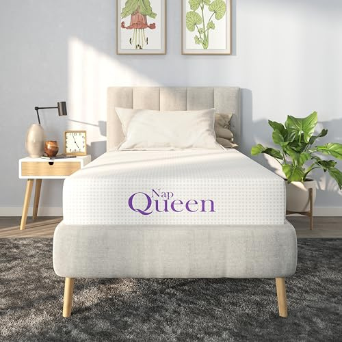 NapQueen 8 Inch Twin Size Mattress, Bamboo Charcoal Memory Foam Mattress, Bed in a Box