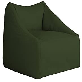 chilly pilley® Sitzsack Sessel in 2 Größen – Bequemer Bean Bag mit Bezug aus Cord, Leinenoptik oder wasserabweisendem Stoff – Moderner Loungesessel für Wohnzimmer, Kinderzimmer (Dunkelgrün)