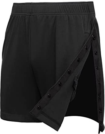 Deyeek Herren-Shorts, zum Abreißen, athletisch, anpassungsfähig, nach Hüfte, Knie, Operationen, Erholungsshorts mit Taschen, Schwarz, XL