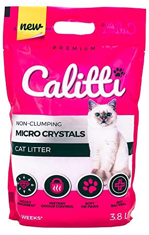 KAHU by CALITTI Micro Silikat Katzenstreu • Premium Crystals Silikatstreu • Saugstark Kiselgel • Katzensand • Staubfrei • Klumpfrei • 1er Pack (3,8L) • Feinheit: Micro Crystals