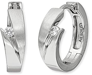 Engelsrufer Damen Creole Jana aus Sterling Silber - besetzt mit 2 Zirkonia Steinen - Clipverschluss - nickelfrei - 16mm