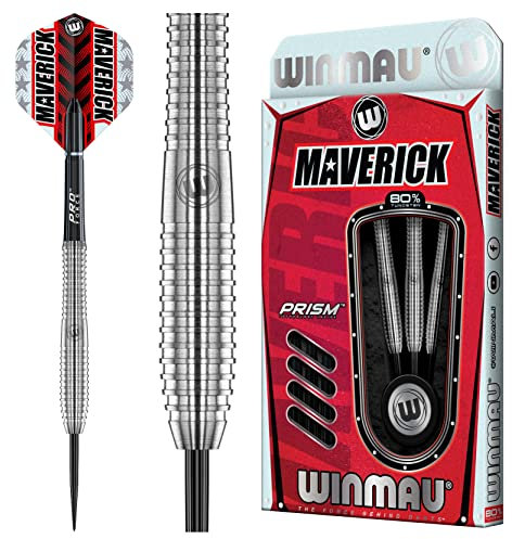 WINMAU Maverick 25 Gramm Profi Stahlspitze Wolfram Dartpfeile mit Flüge und Stiele (Wellen)