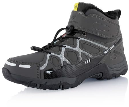 Fusskleidung® Damen Herren Wanderschuhe warm gefütterte Grau Schwarz Weiß EU 39