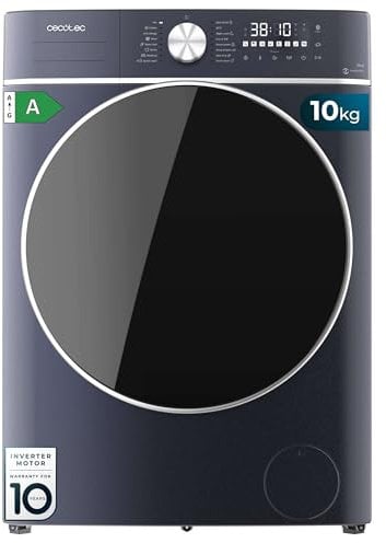 Cecotec Lavatrice asciugatrice da 10 kg + 6 kg carico frontale bolero Wash&Dry 10680 Inverter Ice Blue A. 1400 giri/min, 16 programmi, motore inverter Plus, basso consumo, vapore, OnSmart, gomma