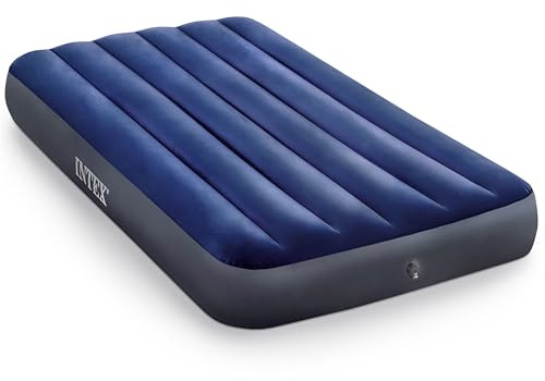 INTEX Dura-Beam Fiber-Tech-Vinyl-Luftmatratze mit Plüsch-Oberseite und 2-in-1-Ventil, 190 x 99 x 25 cm, Doppelbett (Pumpe Nicht im Lieferumfang enthalten)