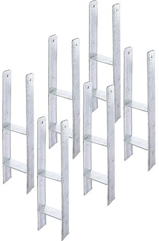 6 x siwitec H-Pfostenträger 800 x 121 mm, Materialstärke 6 mm, feuerverzinkt, Pfostenanker zum Einbetonieren mit CE-Kennzeichnung, Pfostenträger zum Einbetonieren, Pfostenschuh, Pfostenhalter